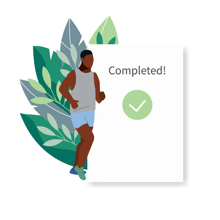 Fitness tracker, sports app user interface. Running man vector illustration.のイラスト素材