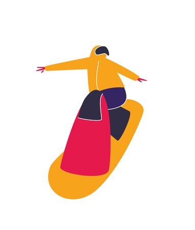 Winter mountain sport activities. Snowboarding. Snowboard rider. Flat style characters vector illustration.のイラスト素材