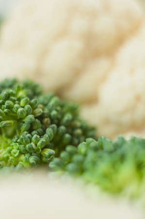 Cabbage, Broccoli and cauliflower. Vegetables close-up. Macro photo.の写真素材