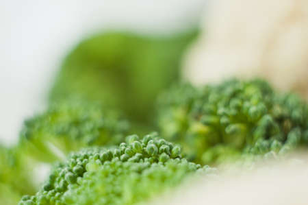 Cabbage, Broccoli and cauliflower. Vegetables close-up. Macro photo.の写真素材