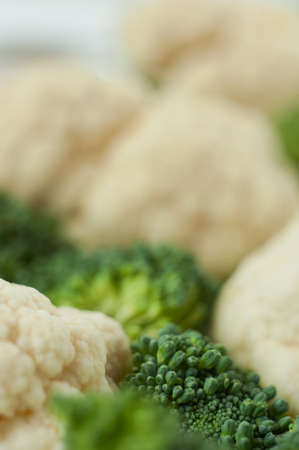 Cabbage, Broccoli and cauliflower. Vegetables close-up. Macro photo.の写真素材