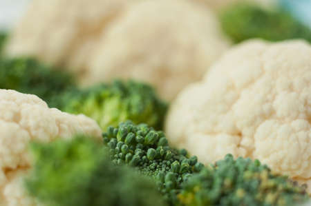 Cabbage, Broccoli and cauliflower. Vegetables close-up. Macro photo.の写真素材