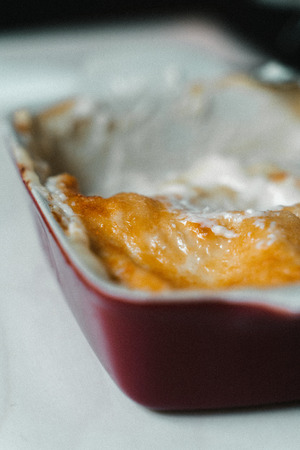Homemade creamy lasagnaの写真素材