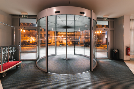 Spinning door hotel entrance
