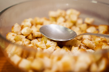 Fresh homemade crutonsの写真素材