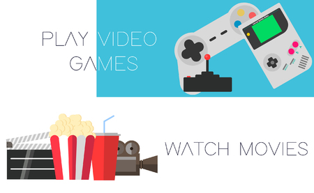 Banner flat design of video games and creative design flat filmsのイラスト素材