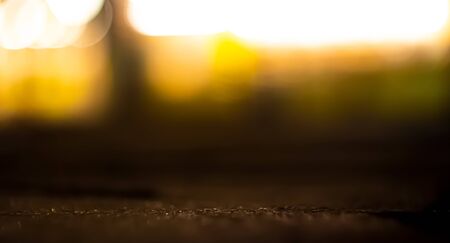 Empty space in yellow and orange  bubbles blur . With a text box below. glowing background.の写真素材