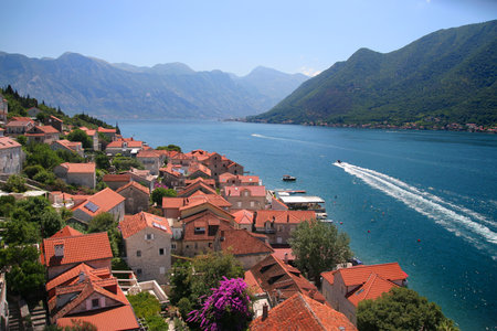 View of the old town of Perast, Montenegro
