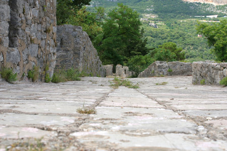 Stone road in the ancient, Montenegro.の写真素材