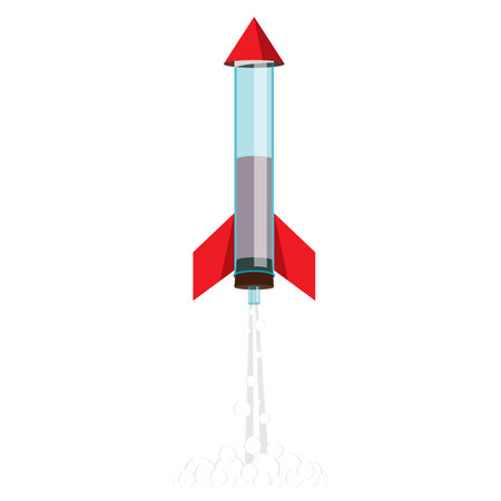chemical rocket on white background. Flat style vector illustration.のイラスト素材