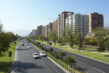City of Santiago of Chile and one of its most important avenuesの写真素材