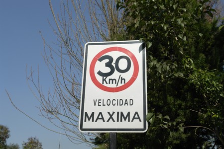 Traffic sign, 30 km hour, in residential street - 1