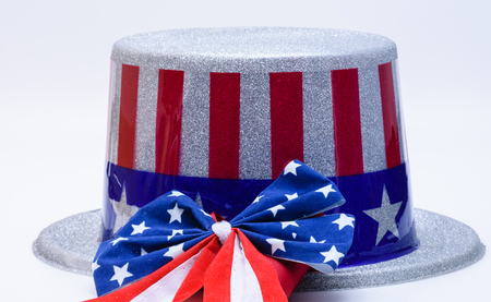 USA top hat with flag ribbonの写真素材