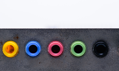 Sound card connections desktop computerの写真素材