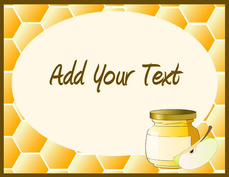 Honey jar with appleのイラスト素材