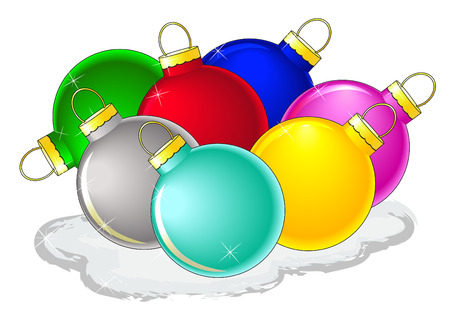 New Year decorations on snowのイラスト素材