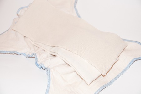 Reusable diapers from natural cotton fabric on a white background,の写真素材