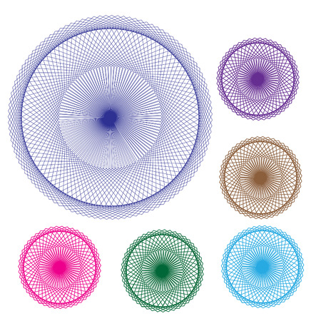 Spirograph holographic vector / Money, certificate security, diplomaのイラスト素材