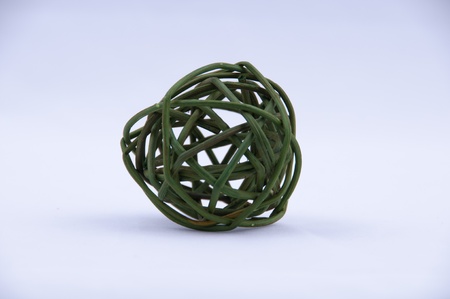 Green decorative ball on a blue backgroundの写真素材