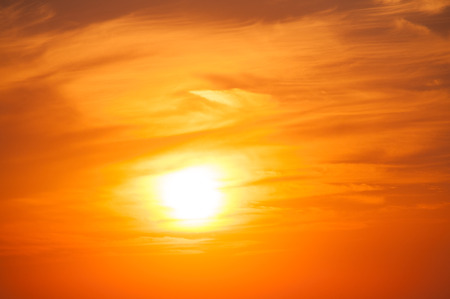 Orange Sunset on the sea horizon, skylineの写真素材