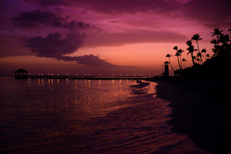 Sunset on the coast of the Caribbean Sea. Dominican sunset.の写真素材