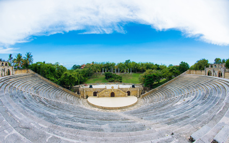 Amphitheater in ancient village Altos de Chavon - Colonial town reconstructed in Casa de Campo, La...