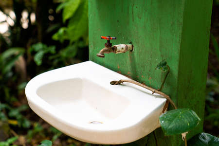 Rural exotic washbasin sink outdoors close-up. high quality photoの写真素材