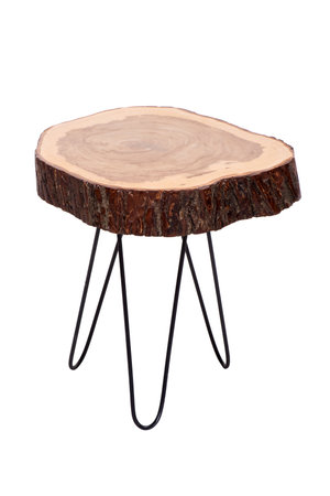 Wooden stool isolated on white background. Clipping path included.の写真素材