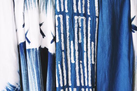 indigo dye fabric, clothing in Thailand.background concept