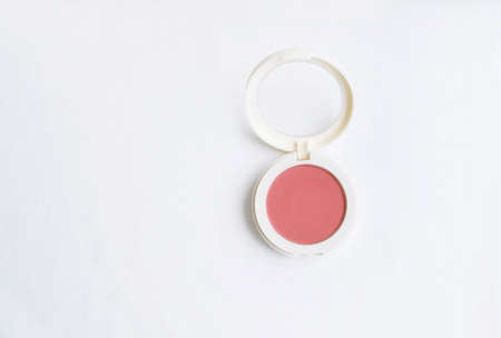 Pink Blush Powder Makeup on white clothing background, cosmetics conceptの写真素材