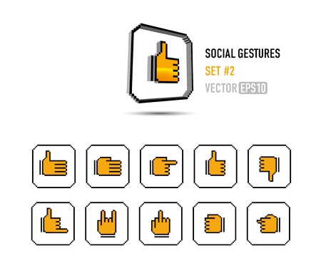 a set of social buttons showing different gesturesのイラスト素材