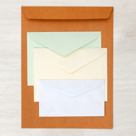A set of blank envelopes different size and color view 1の写真素材