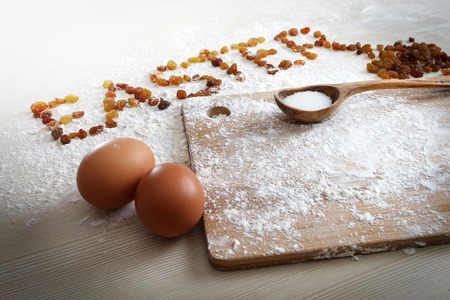 Easter concept. Ingredients for cooking easter pie