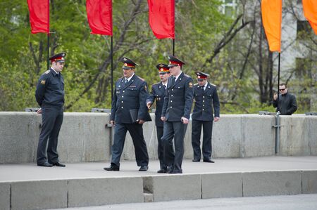 Moscow, Russia - may 1, 2017: Metropolitan police monitors the order at the demonstration