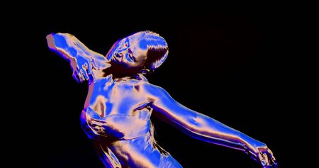 Oriental dance of a girl in a parallel state of psychedelic experience shimmering with different...