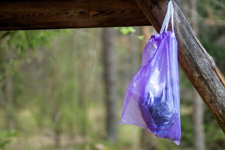 Garbage collection for cleaning of the forestの写真素材