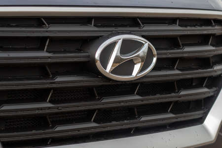 Grodno, Belarus - 06/11/2021: Radiator grille of Hyundai Creta 2021 (Hyundai IX25)のeditorial素材