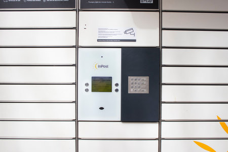 Poznan, Poland - 14/04/2024: InPost automated postal machine