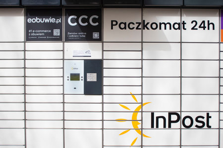 Poznan, Poland - 14/04/2024: InPost automated postal machineのeditorial素材