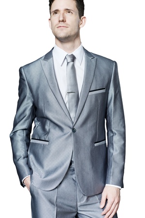 Young businessman standing in confident pose. Isolated.の写真素材