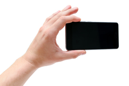 Man hand with phone mock upの写真素材