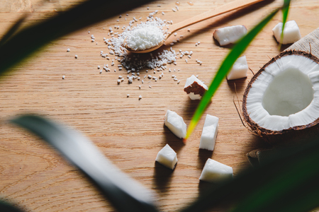 Tropical coconut with coconut. The food in the tropics. Exotic healthy diet.の写真素材