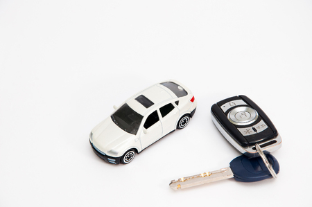 Car with keys on a white background isolatedの写真素材