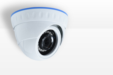 Security cctv white dome cameras on ceiling