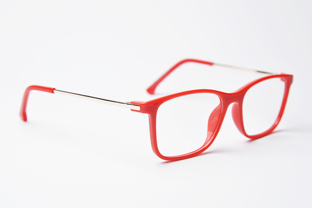 Stylish, trendy, modern kids eyeglasses rim on white background in studio.の写真素材