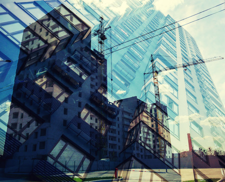 Concept of real estate construction, residential buildings.  Abstract background of construction...