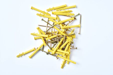 Screw with plastic anchor for wallの写真素材