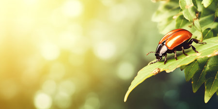 Chafer adults come out of ground in late spring and mate in large swarms usually on low trees and shrubsの素材