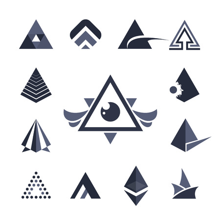 Collection Hexagons,Triangles, Squares, Circles. Trendy hipster icon, logo, logotypes, label, monogram.Vector illustration. Isolated on whiteのイラスト素材
