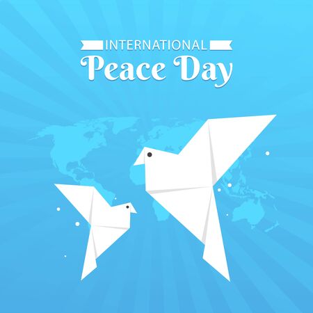 Peace dove with olive branch for International Peace Dayのイラスト素材